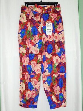 ZARA Women's Bold Floral Print Festival Pants SMALL (NWT)